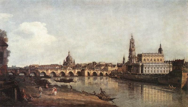 BELLOTTO, Bernardo View of Dresden from the Right Bank of the Elbe with the Augustus Bridge Sweden oil painting art